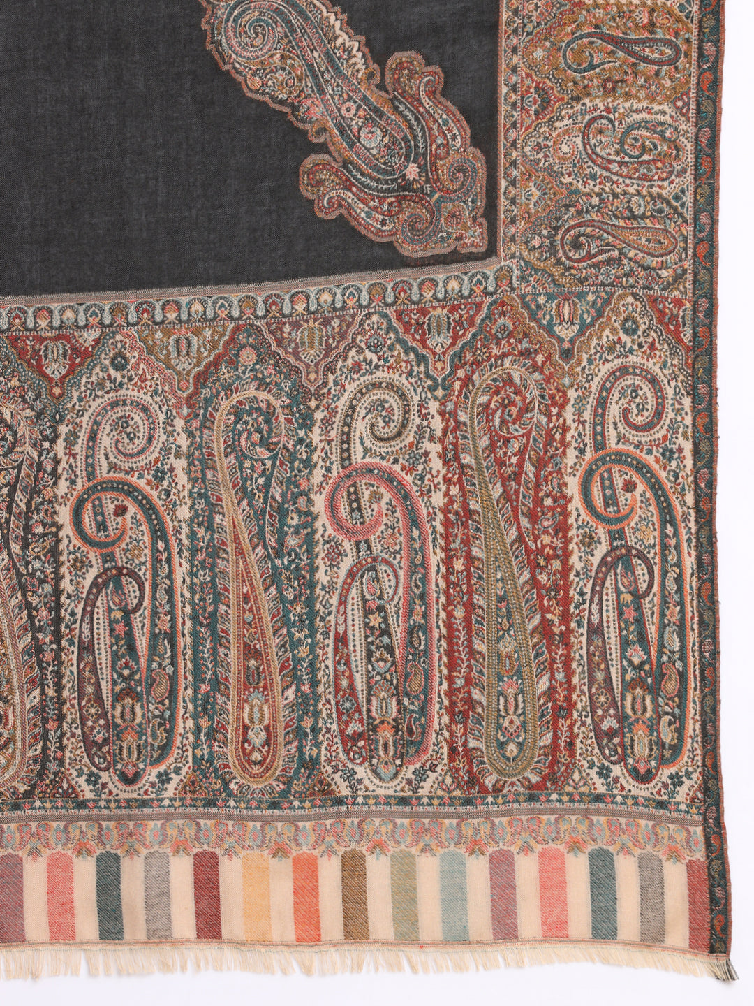 Kani Weave Woven Shawl for Men in Royal Patterns | Black