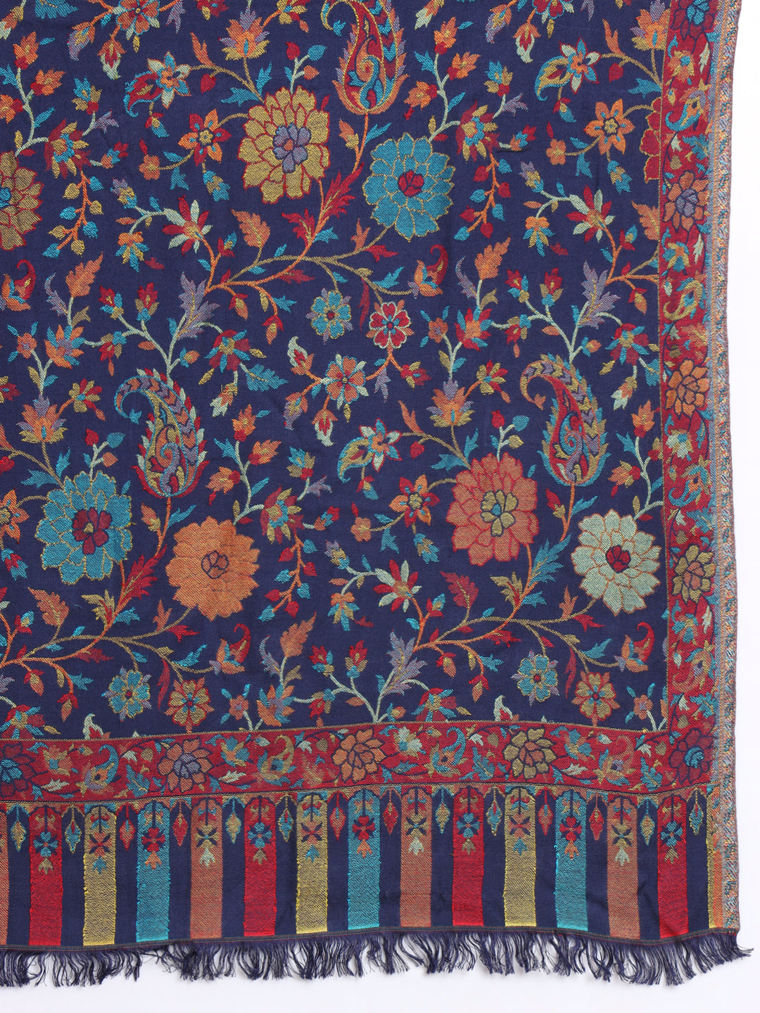 Kani Weave Woven Shawl for Men in Floral Patterns | Blue