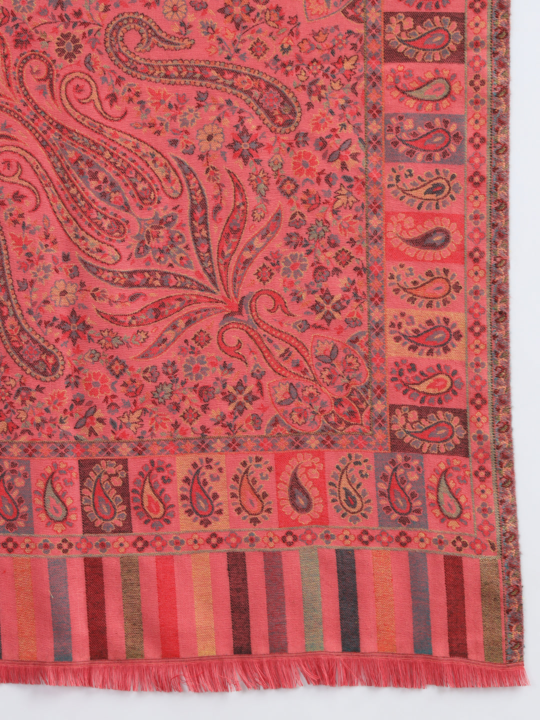 Kani Shawl for Women with Paisley Jaal Pattern | Pink