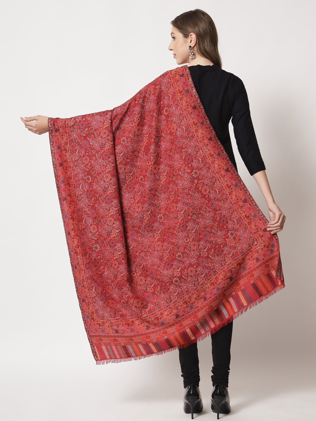 Kani Woven Shawl for Women in Paisley Design Weaving | Maroon