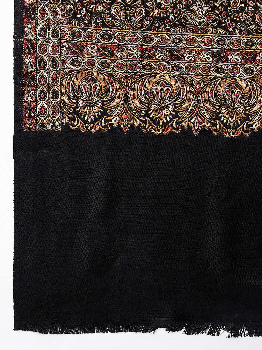 Women Jacquard Design Woven Shawl | Black