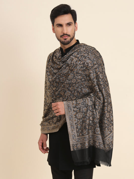 Kani Jacquard Weave Shawl for Men | Black