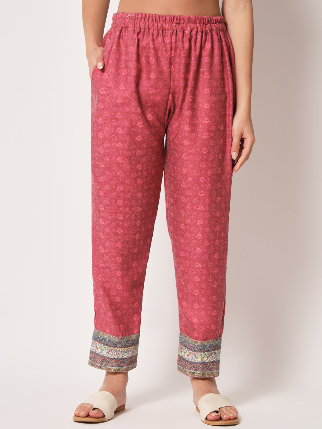 Unstitched Printed Design Kalamkari Handwork Dress Material | Pink