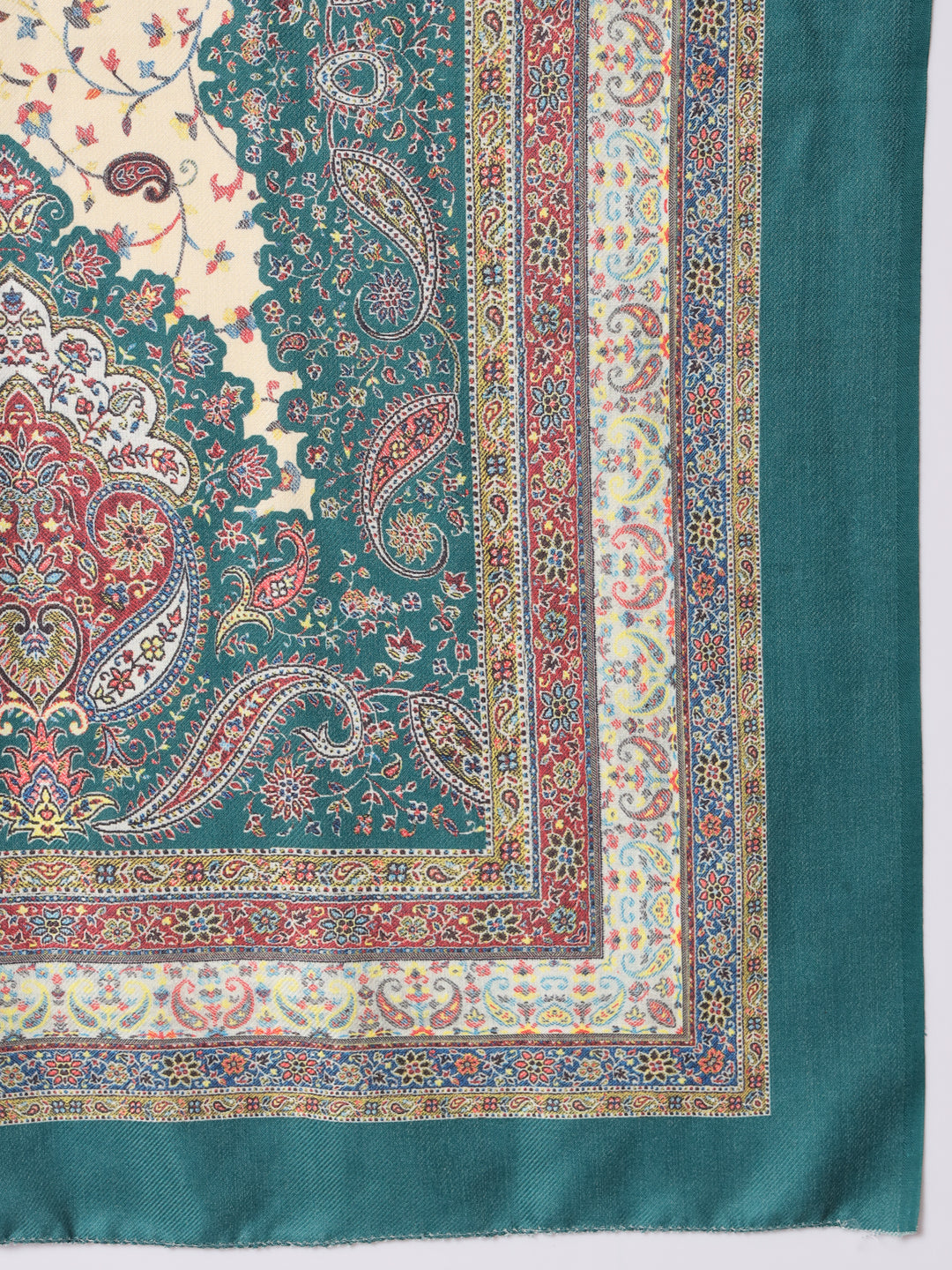 Unstitched Printed Design Kalamkari Handwork Dress Material | Seagreen