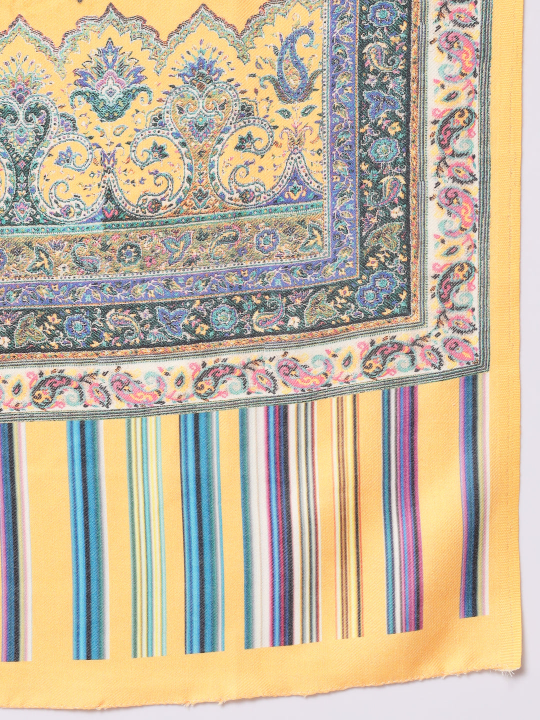 Unstitched Printed Design Kalamkari Handwork Dress Material | Mustard