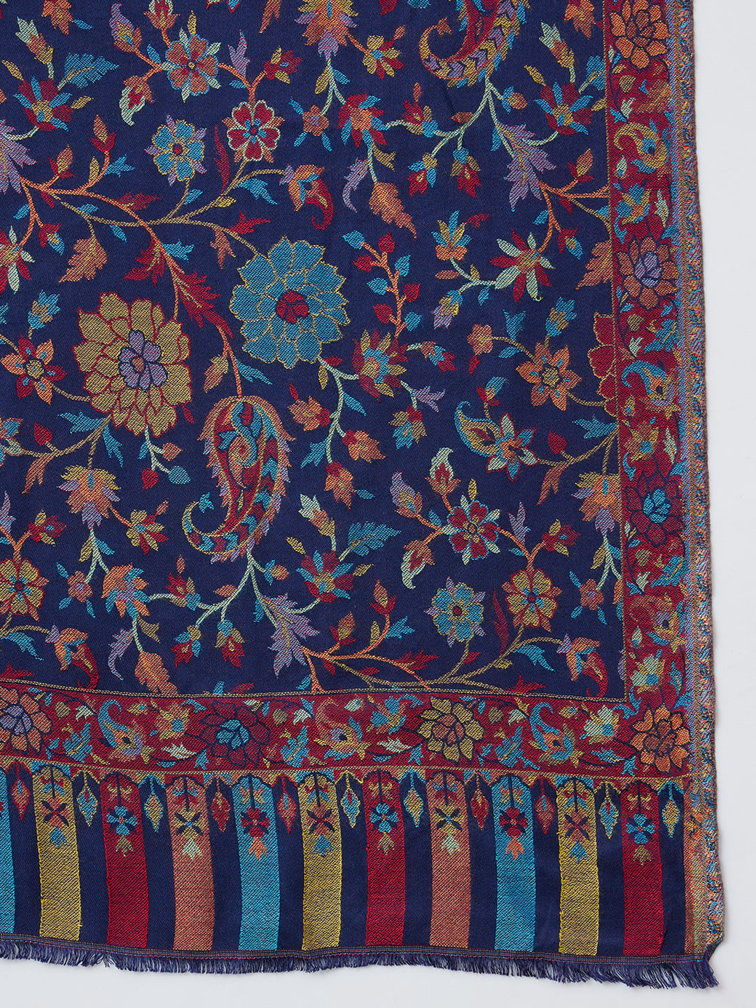 Kani Weave Woven Shawl for Women in Floral Patterns | Blue