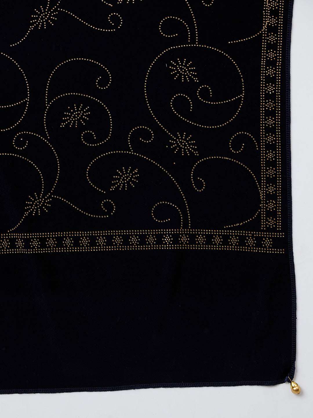 Soft Velvet Stole with Crystal Work Embellishment | Blue