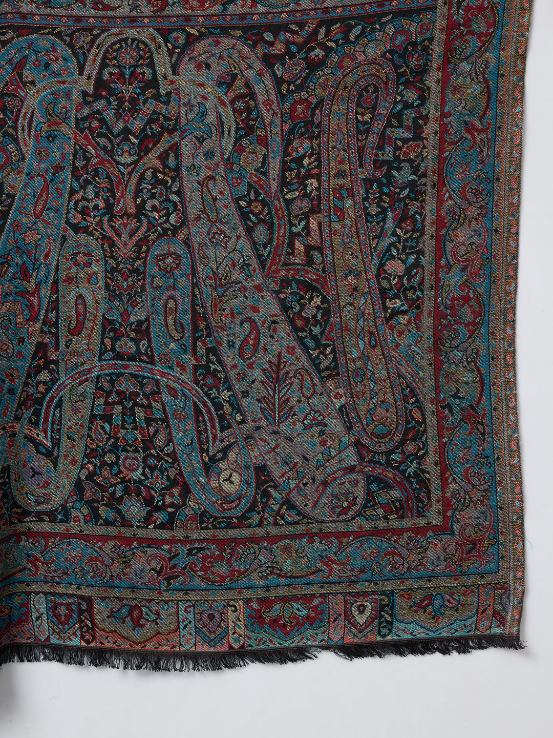 Kani Weave Woven Shawl for Women in Royal Zari Patterns | Black