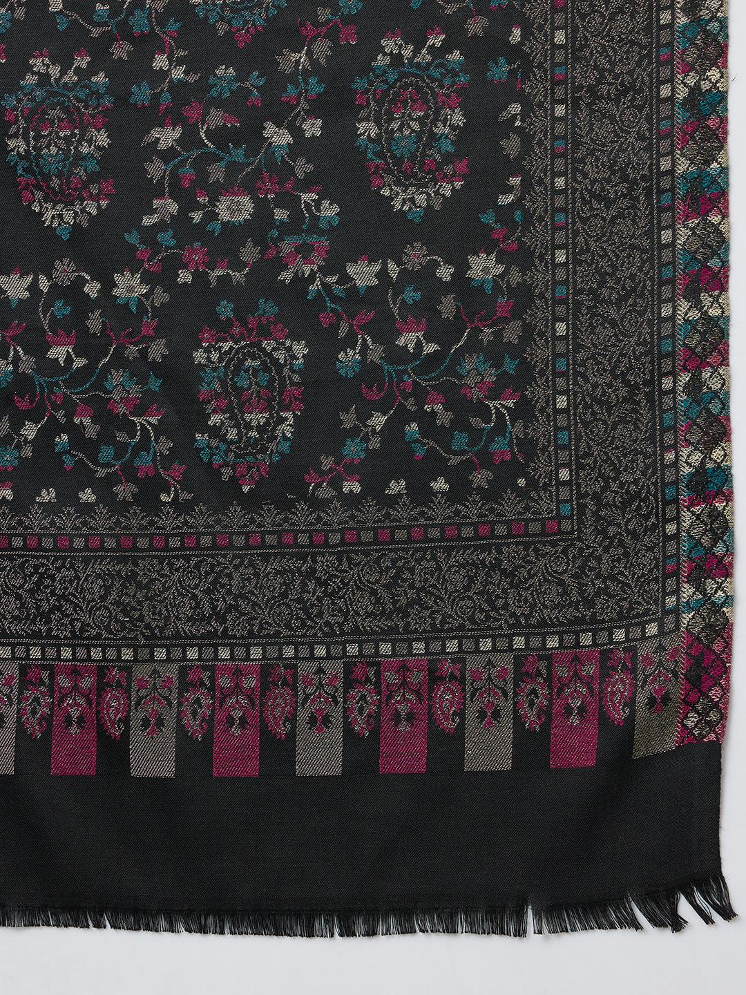 Jacquard Woven Shawl for Women in Paisley Patterns | Black