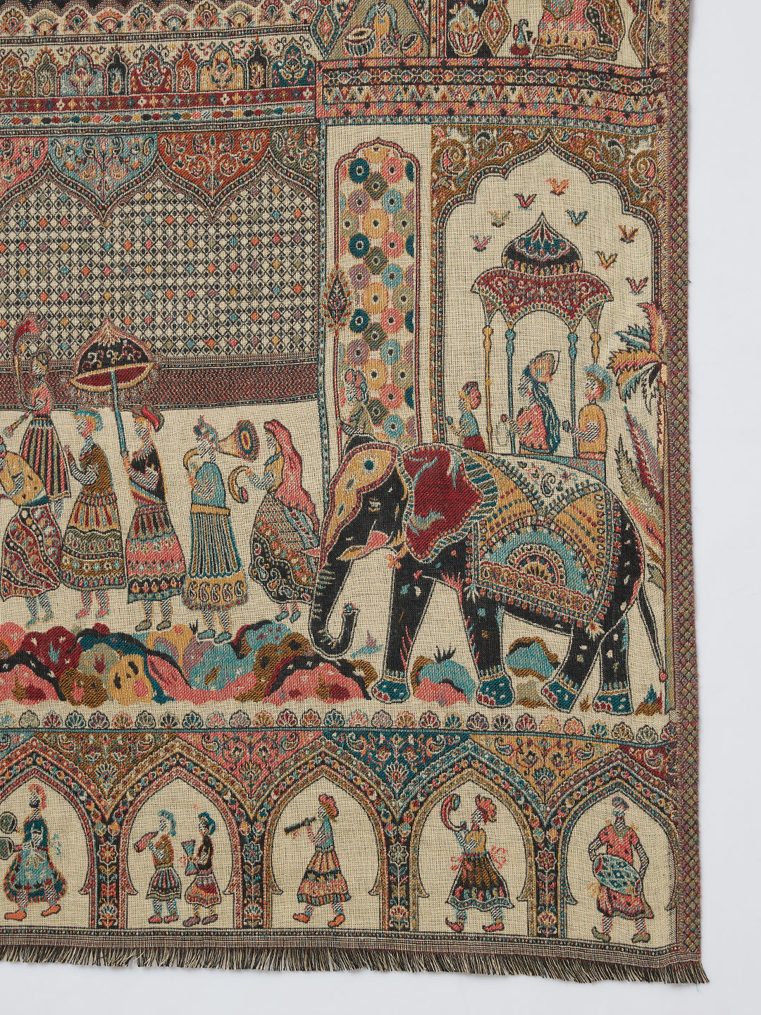 Kani Weave Woven Shawl for Women in Royal Mughal Patterns | Black