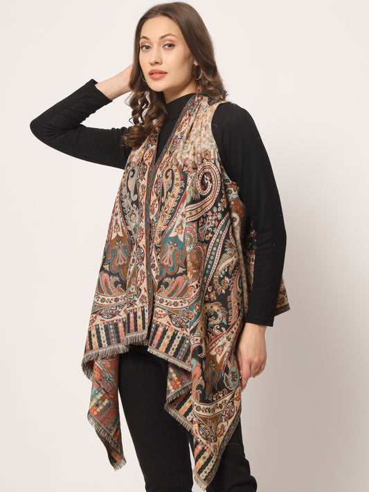 Women's Woven Cape Shrug with Paisley Pattern | Multicolor