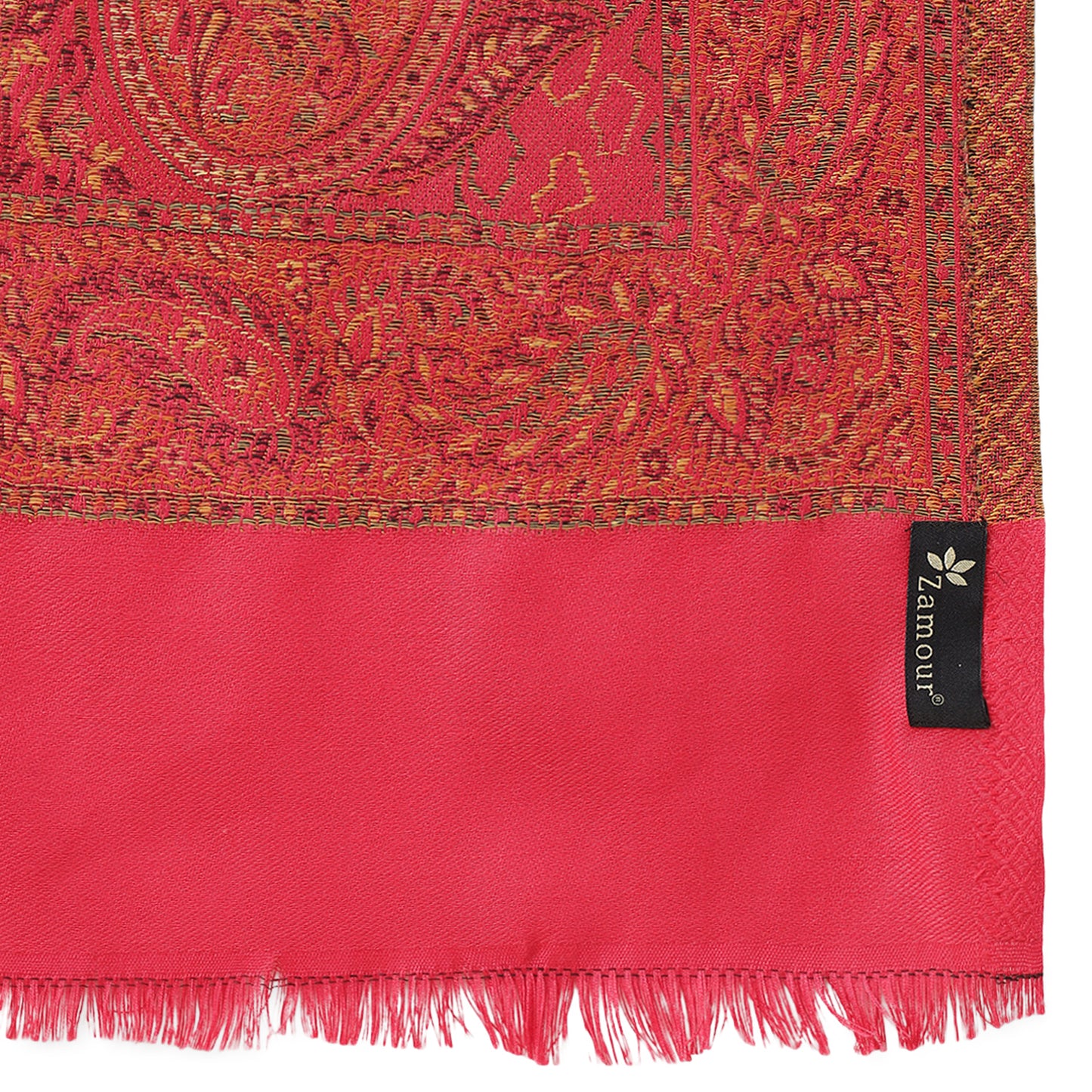 Jamawar Woollen Woven Shawl for Women in Kullu Stripes | Pink