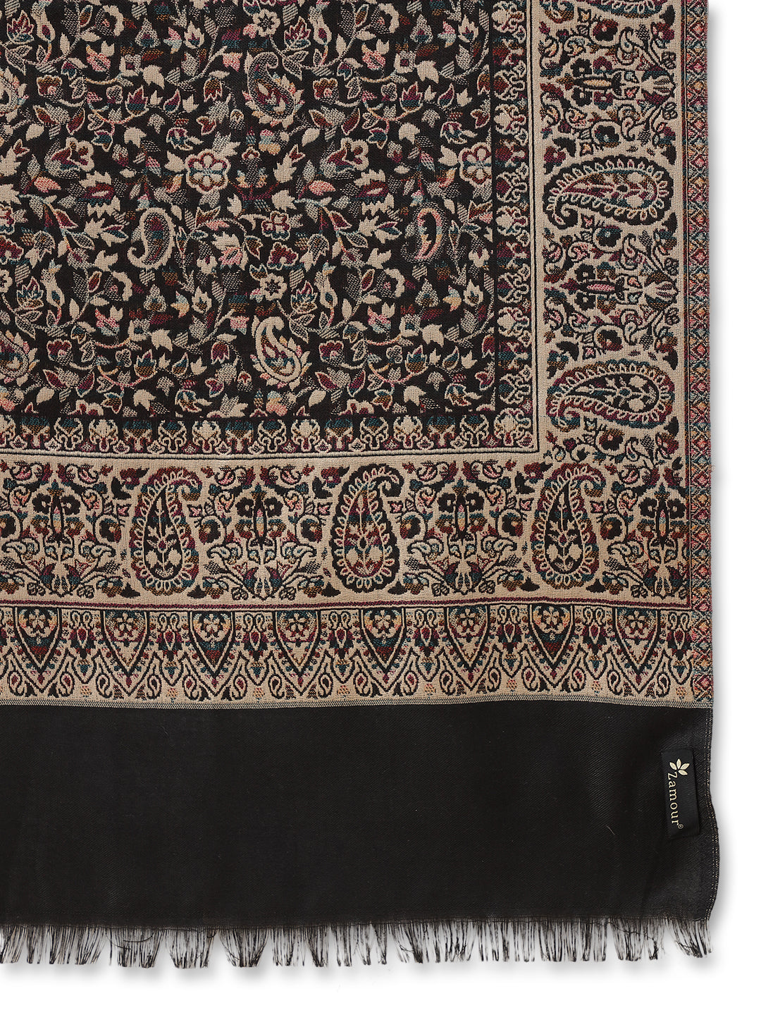 Kani Weave Woven Shawl for Women in Paisley Design | Black