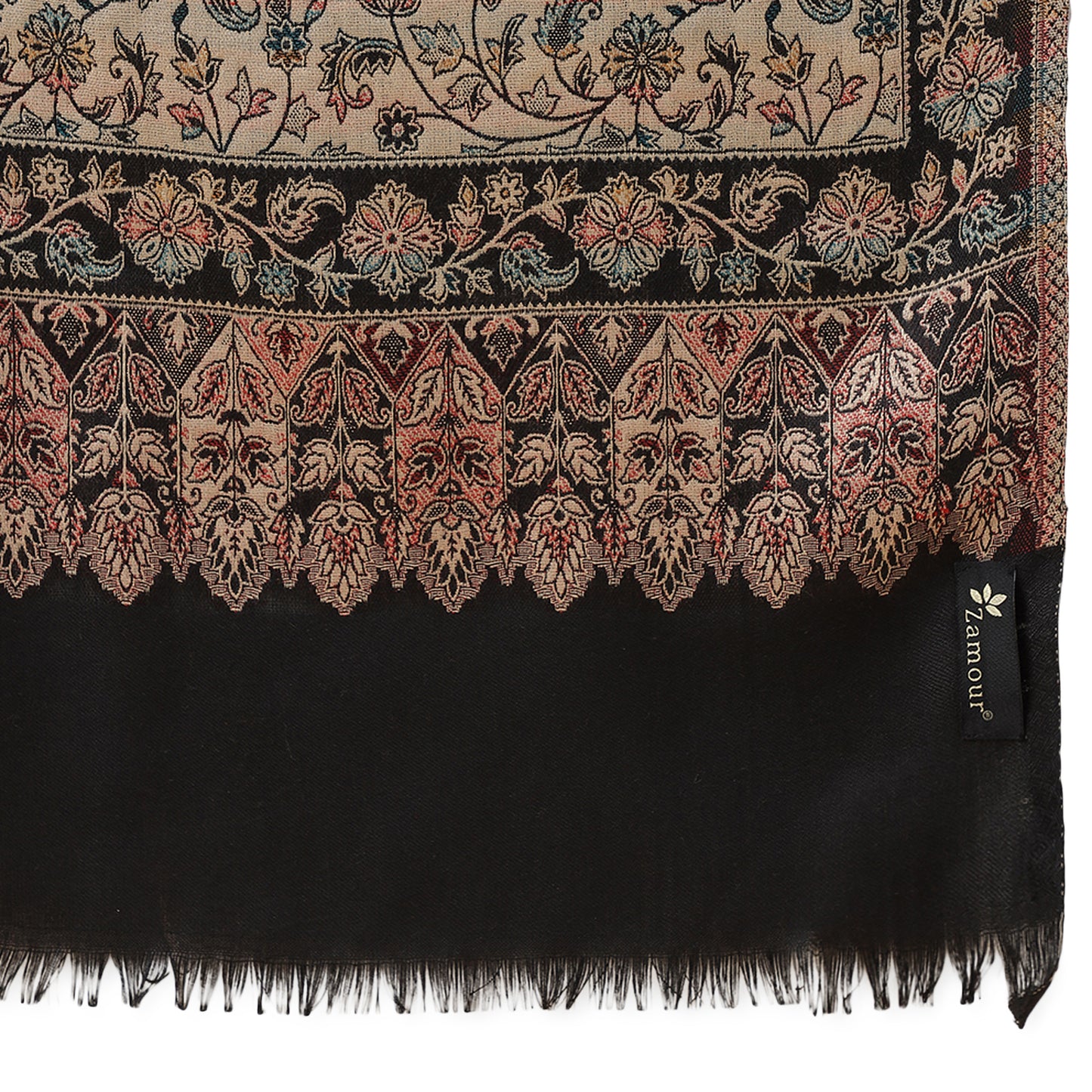 Kani Weave Woven Shawl for Women in Paisley Design | Black