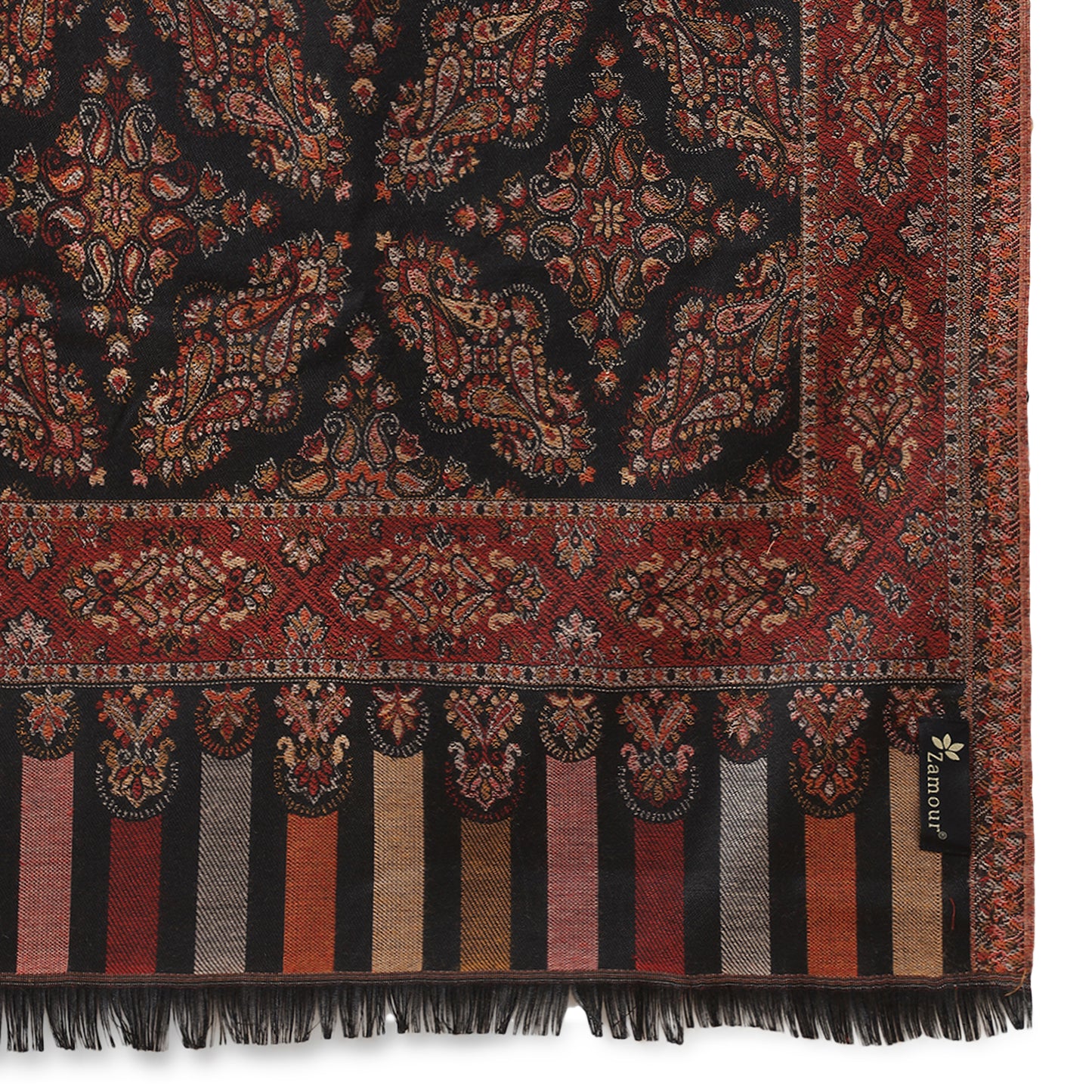 Kani Weave Woven Shawl for Women in Paisley Design | Black