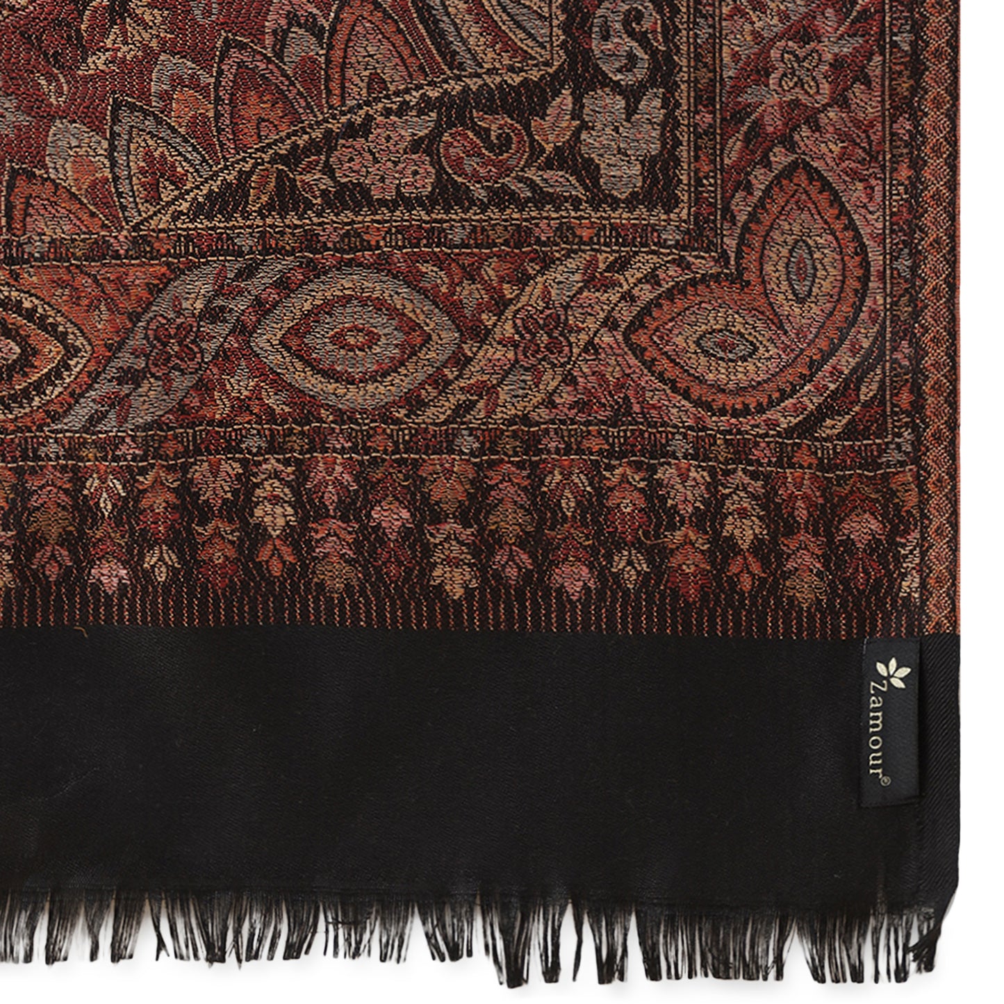 Jamawar Woollen Woven Shawl for Women in Kullu Stripes | Black