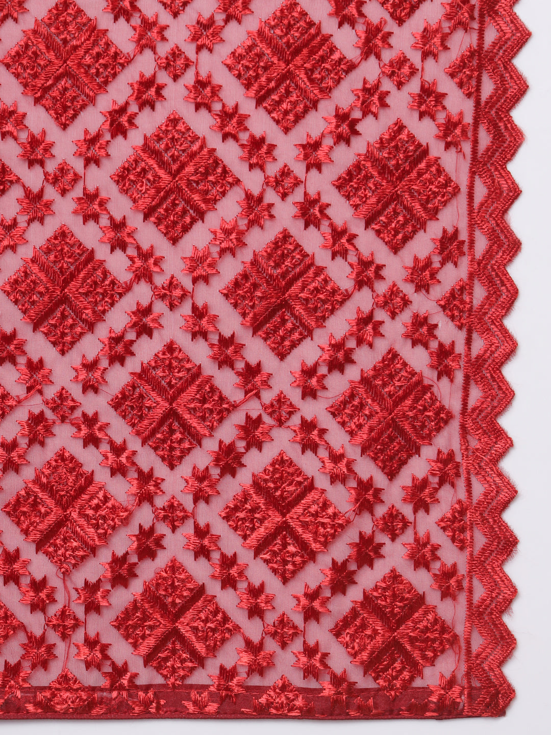 Organza Phulkari Dupatta for Men with Heavy Embroidery | Maroon