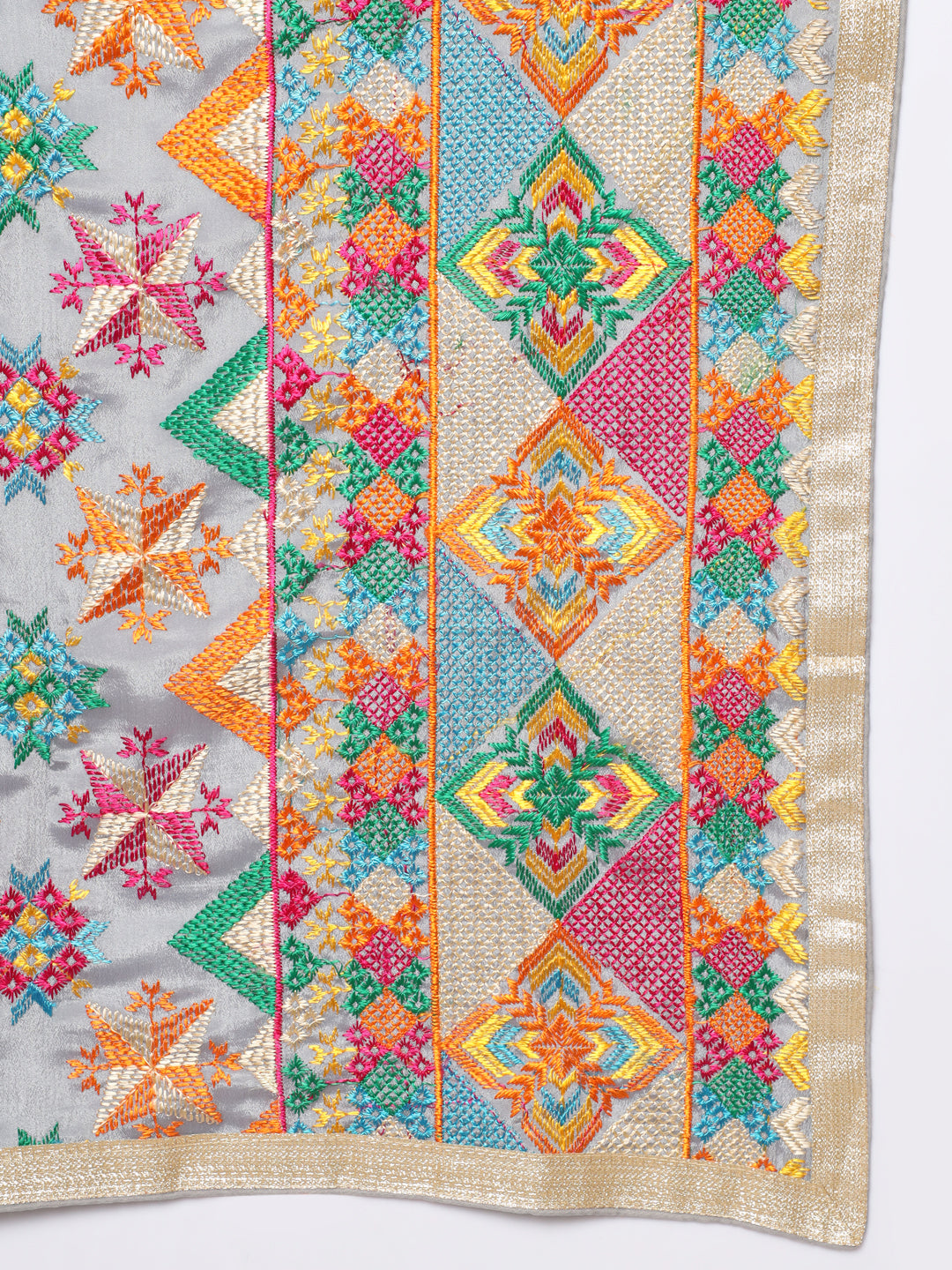 Punjabi Bagh Phulkari Dupatta with Heavy Embroidery | Multicolor