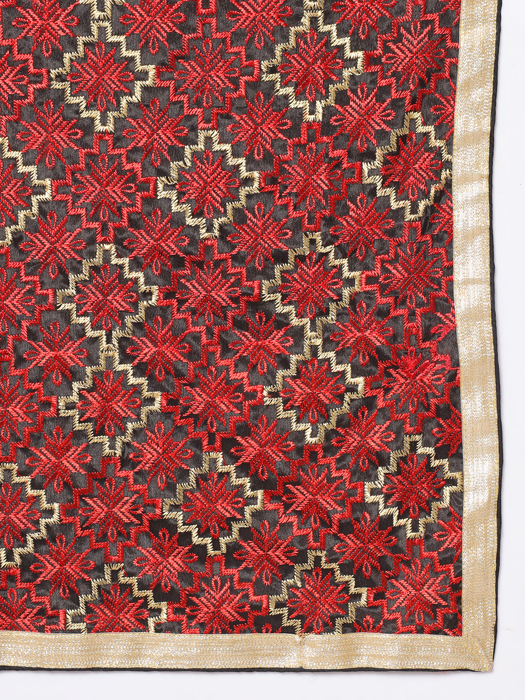 Punjabi Phulkari Dupatta with Heavy Embroidery | Black