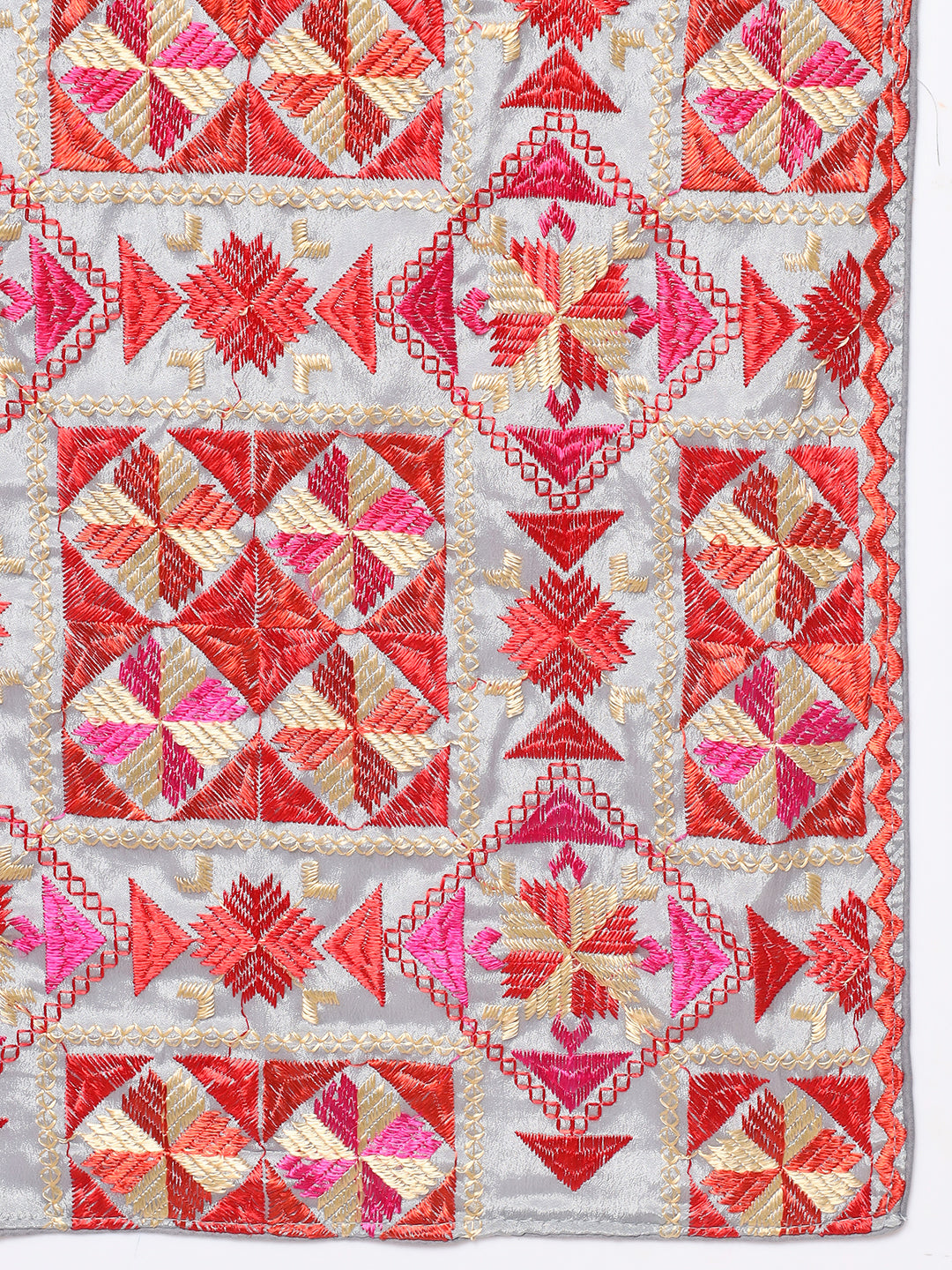 Punjabi Bagh Phulkari Dupatta with Heavy Embroidery | Grey