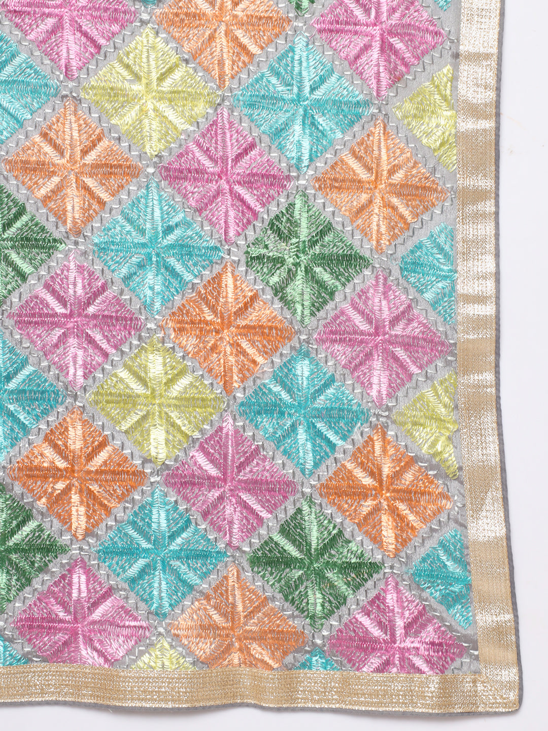 Punjabi Phulkari Dupatta for Men with Heavy Embroidery | Multicolor