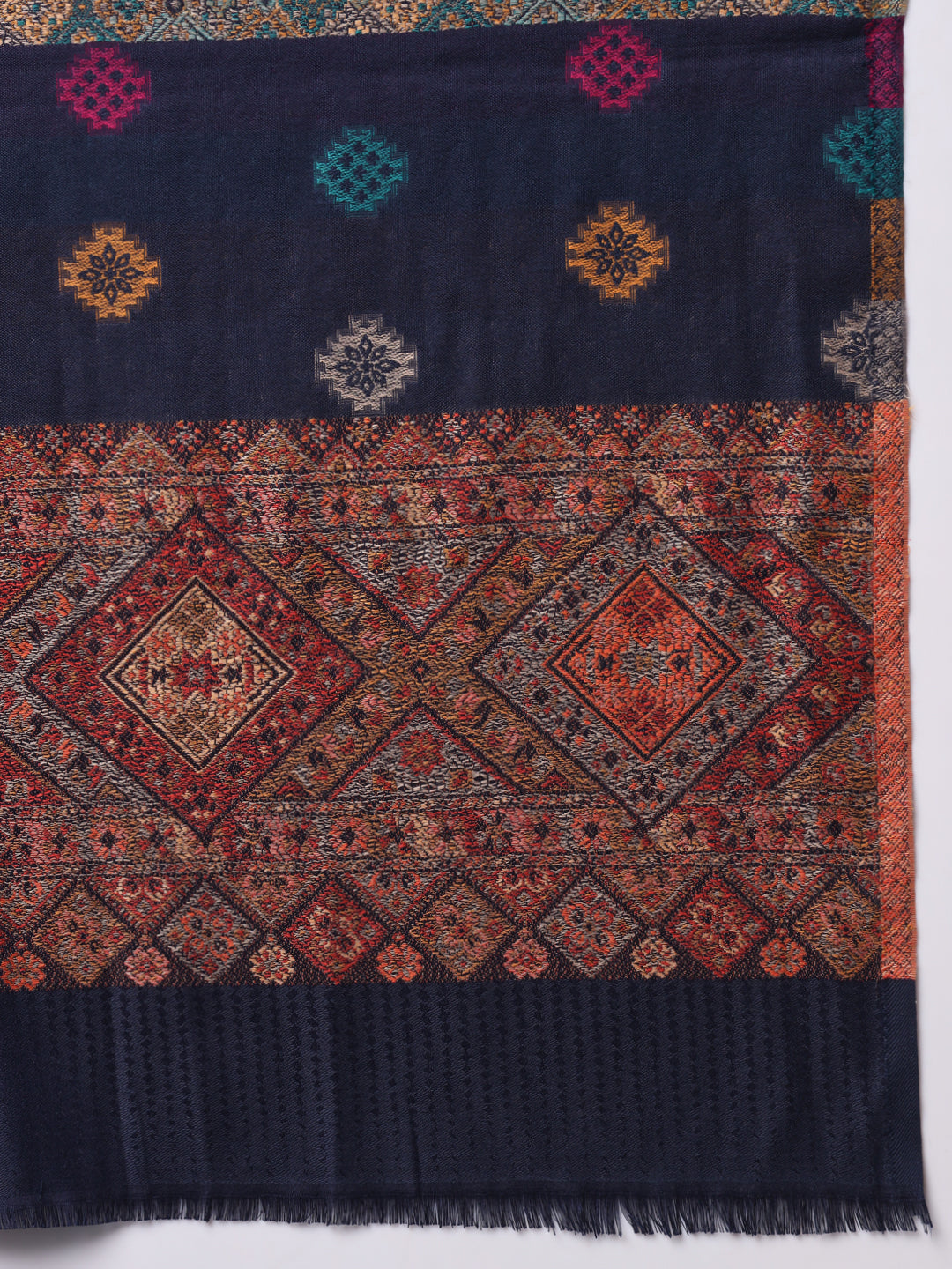 Jamawar Woven Shawl for Men in Kullu Stripes | Blue