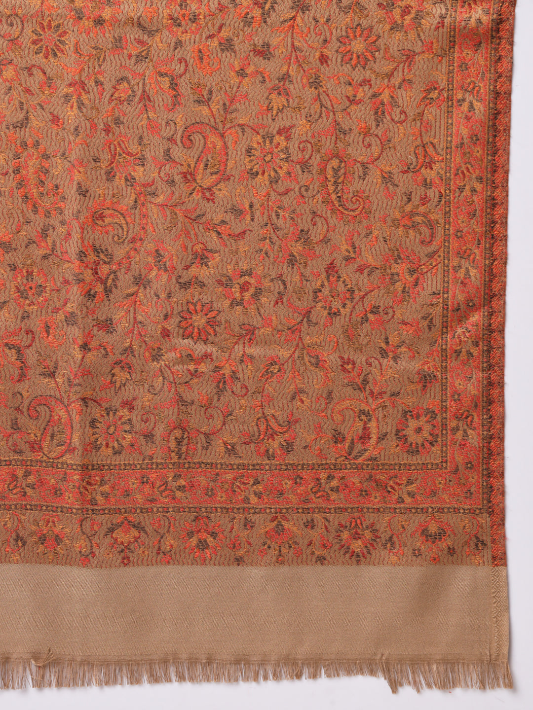 Jacquard Woven Shawl for Women in Floral Patterns | Brown