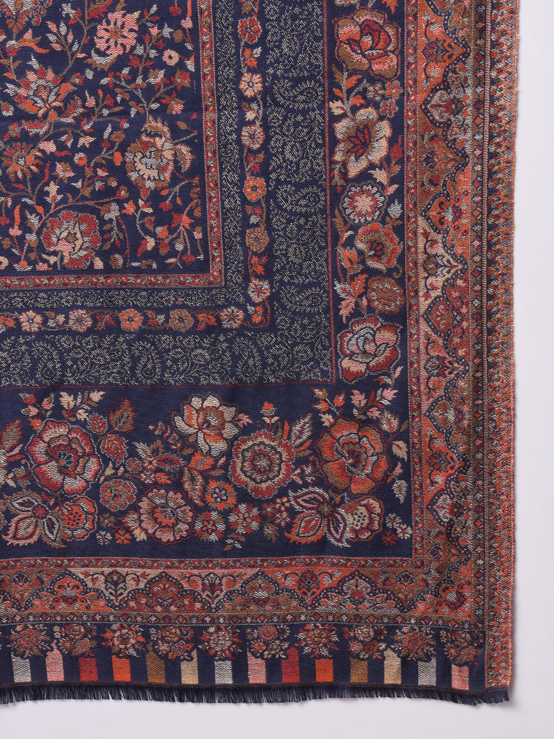 Kani Weave Woven Shawl for Men in Paisley Zari Patterns | Blue