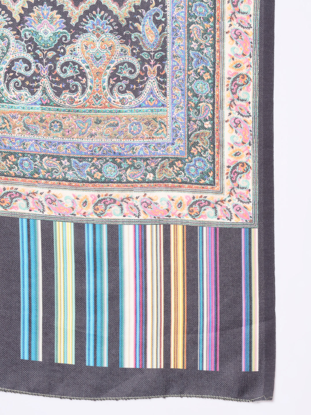 Unstitched Printed Design Kalamkari Handwork Dress Material | Black