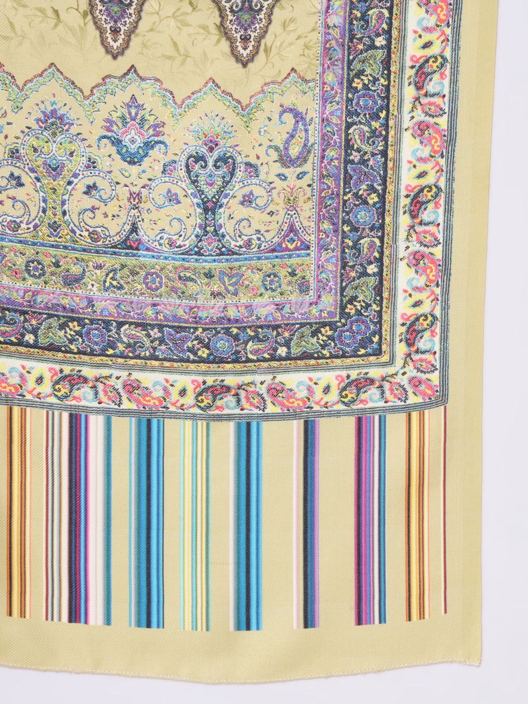 Unstitched Printed Design Kalamkari Handwork Dress Material | Olive