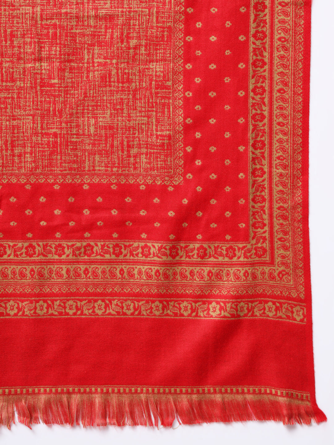 Woven Design Reversible Woollen Shawl for Women | Red