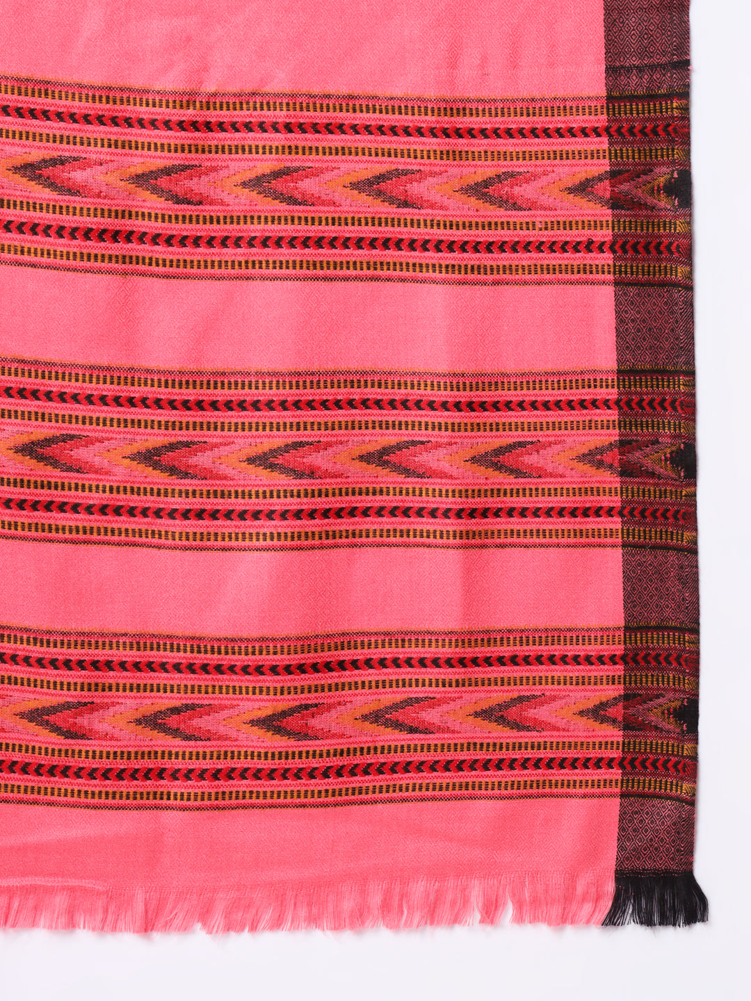 Kullu Himalayan Striped Border Shawl for Women | Pink