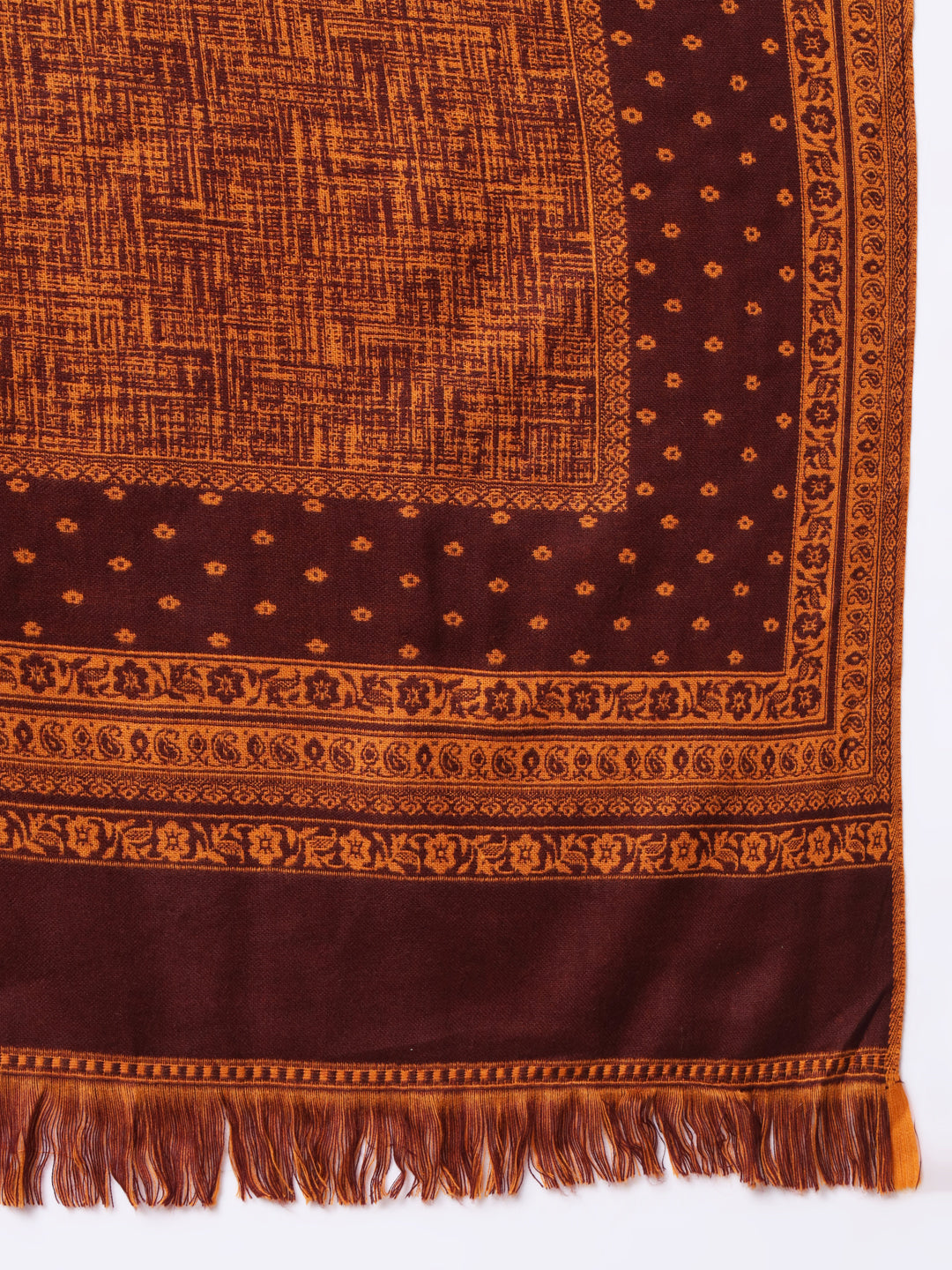 Woven Design Reversible Woollen Shawl for Women | Brown