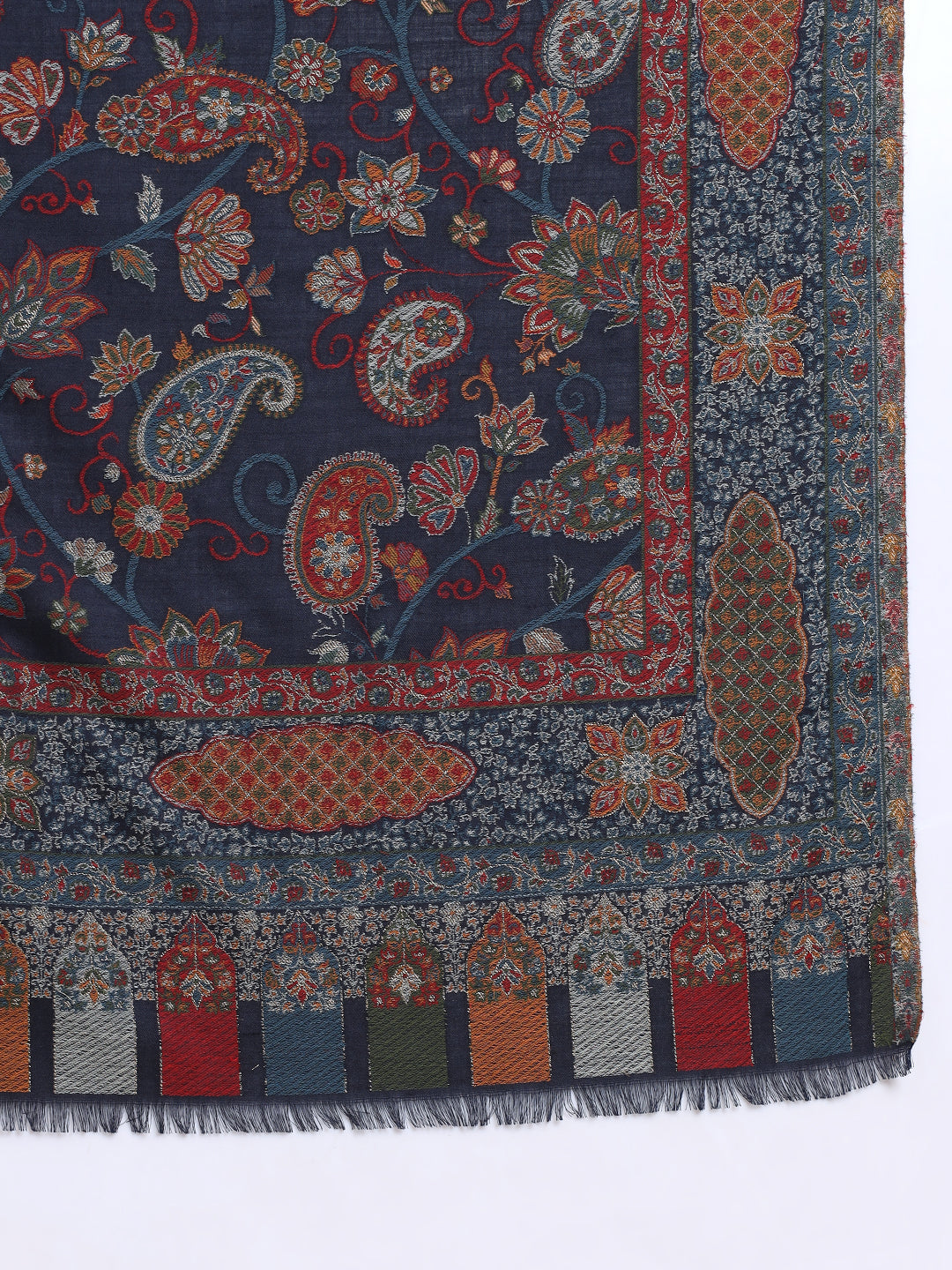 Kani Pure Wool Shawl for Men with Paisley Equisite Pattern | Blue