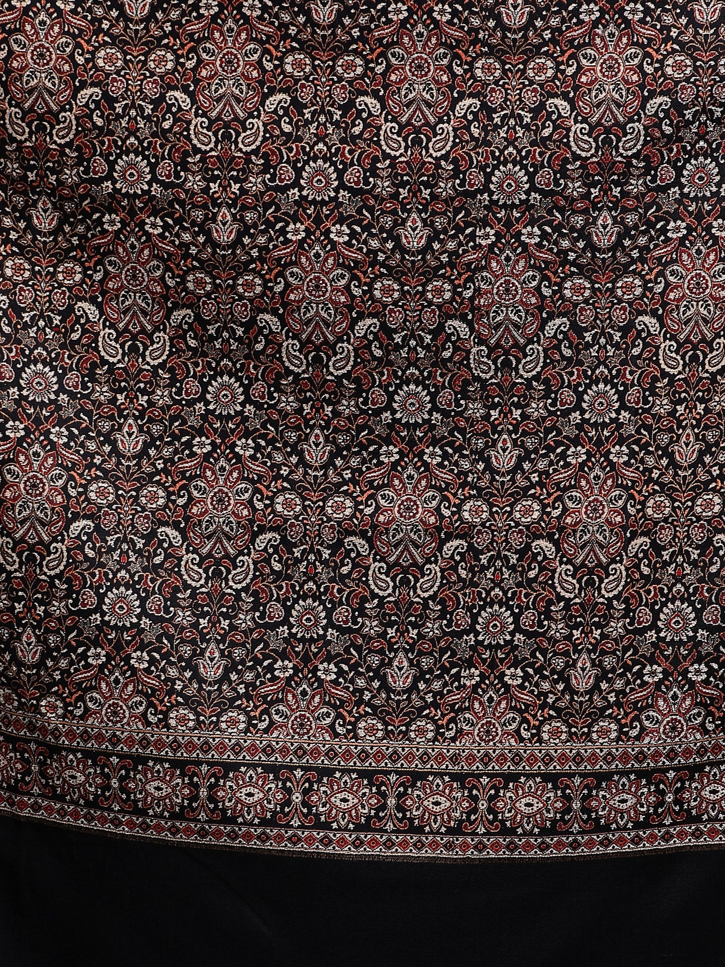 Women Jacquard Design Woven Shawl | Black