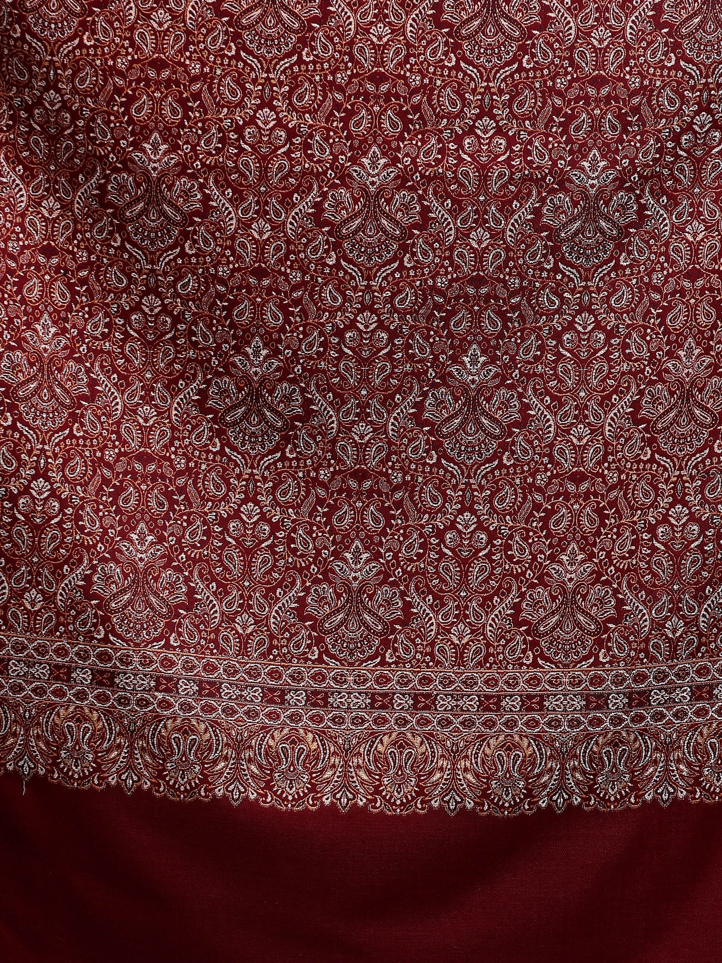 Women Jacquard Design Woven Shawl | Maroon