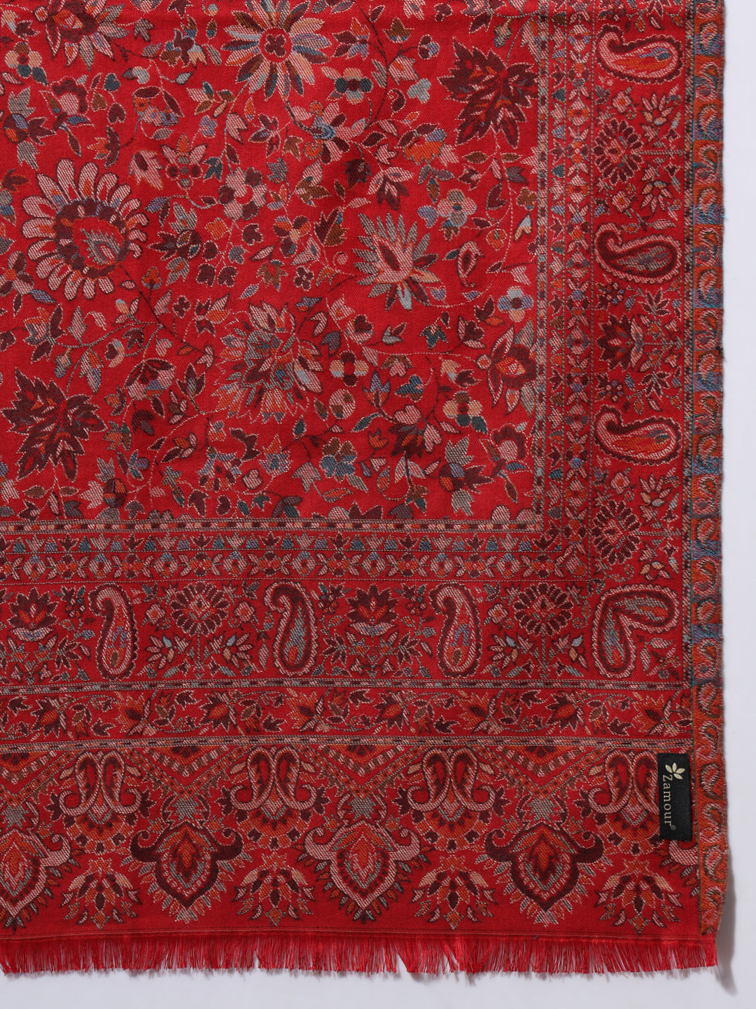 Kani weave Woven Shawl for Women in Cutting with Floral Patterns | Maroon