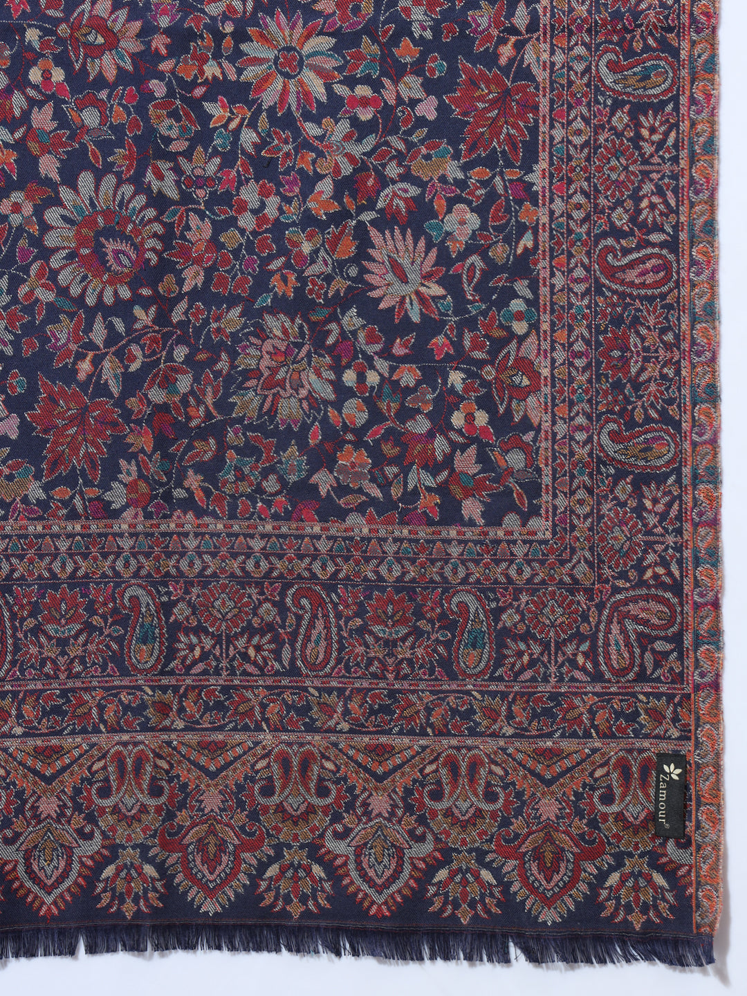 Kani Weave Woven Shawl for Women in Cutting with Floral Patterns | Blue