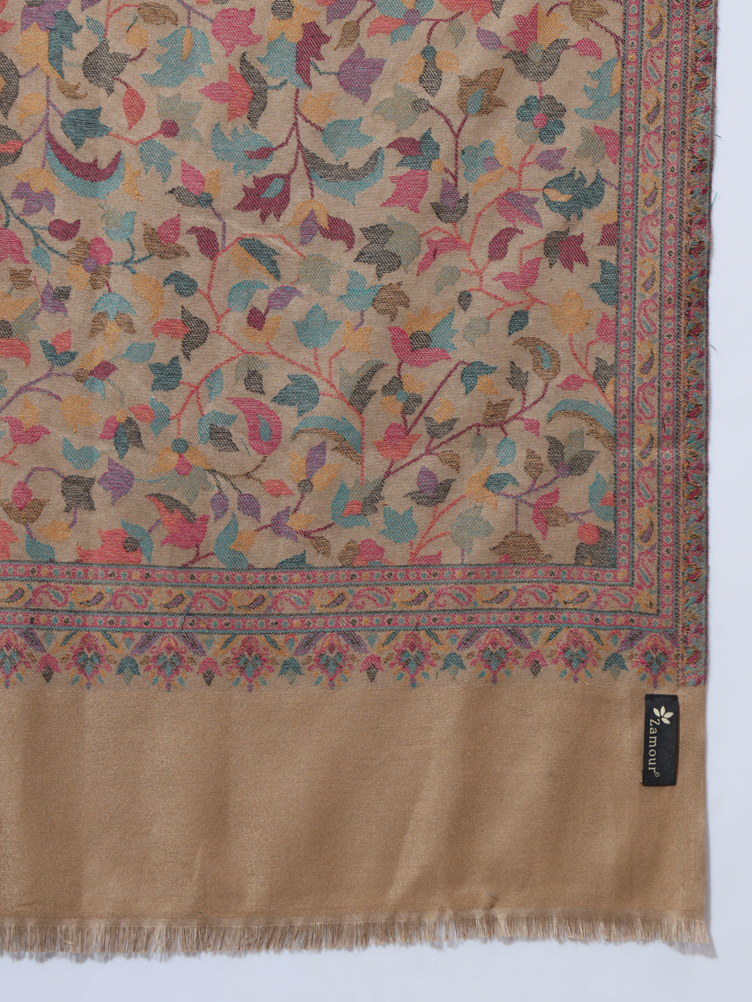 Kani Weave Woven Floral Shawl for Women in Paisley Jaal Patterns | Brown