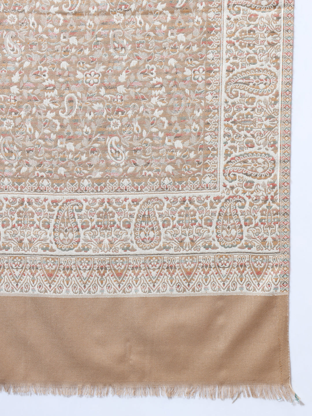 Kani Weave Woven Stole for Women in Paisley Jaal Patterns | Brown