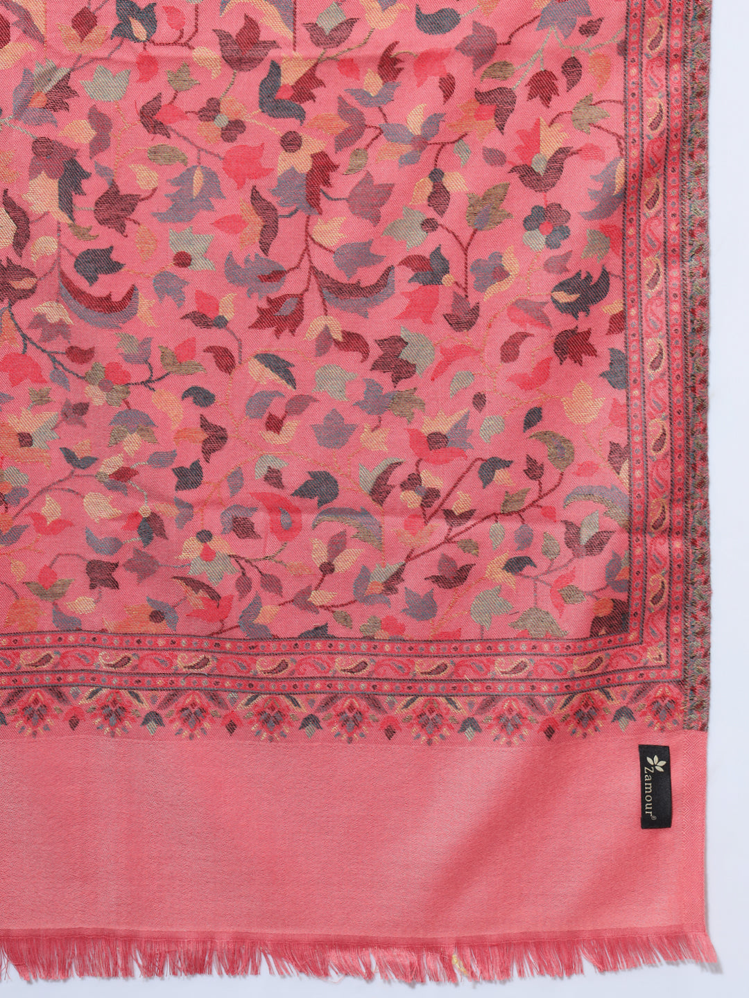 Kani Weave Woven Floral Shawl for Women in Paisley Jaal Patterns | Pink