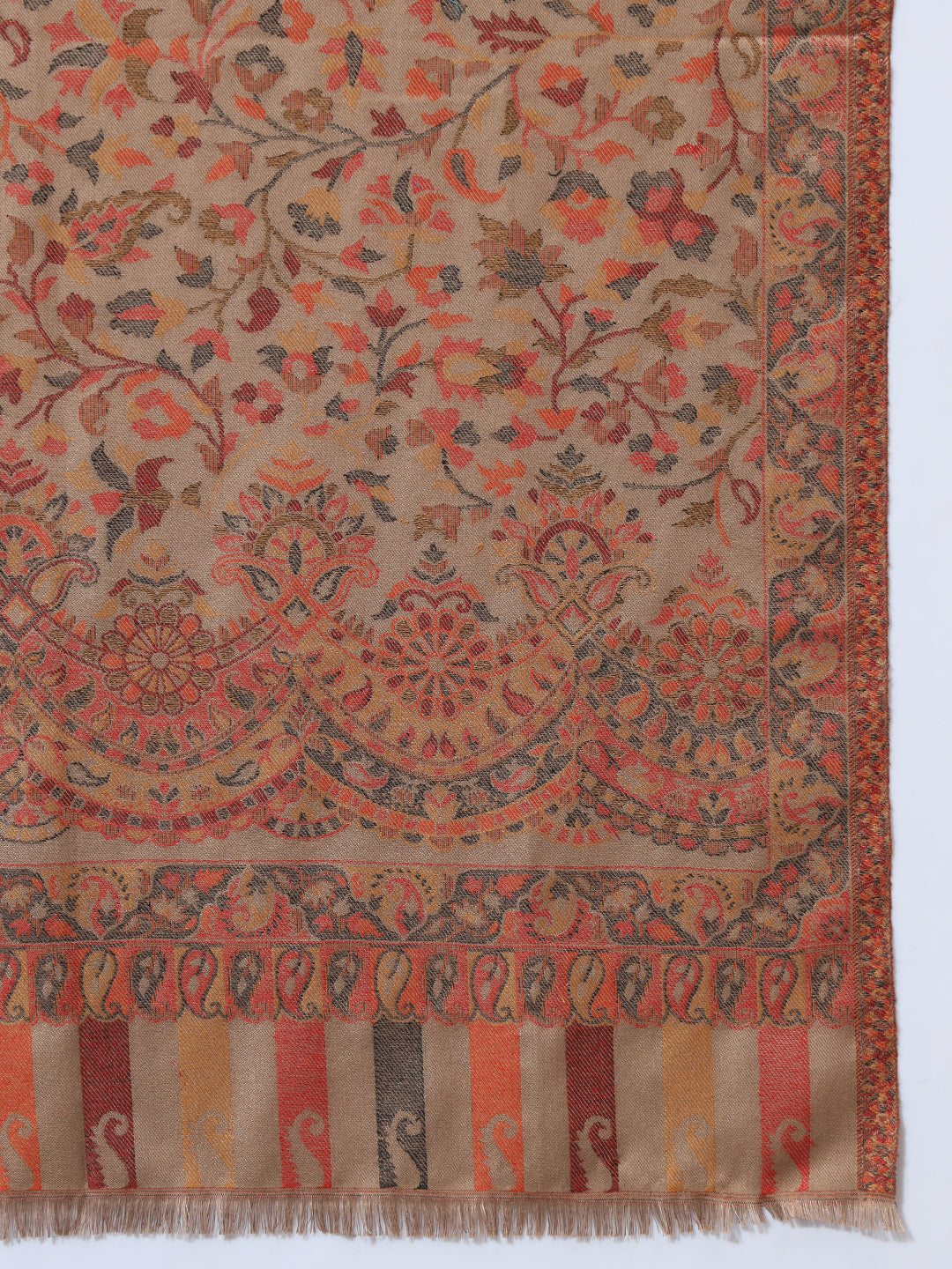 Kani Weave Woven Stole for Women in Paisley Jaal Patterns | Brown