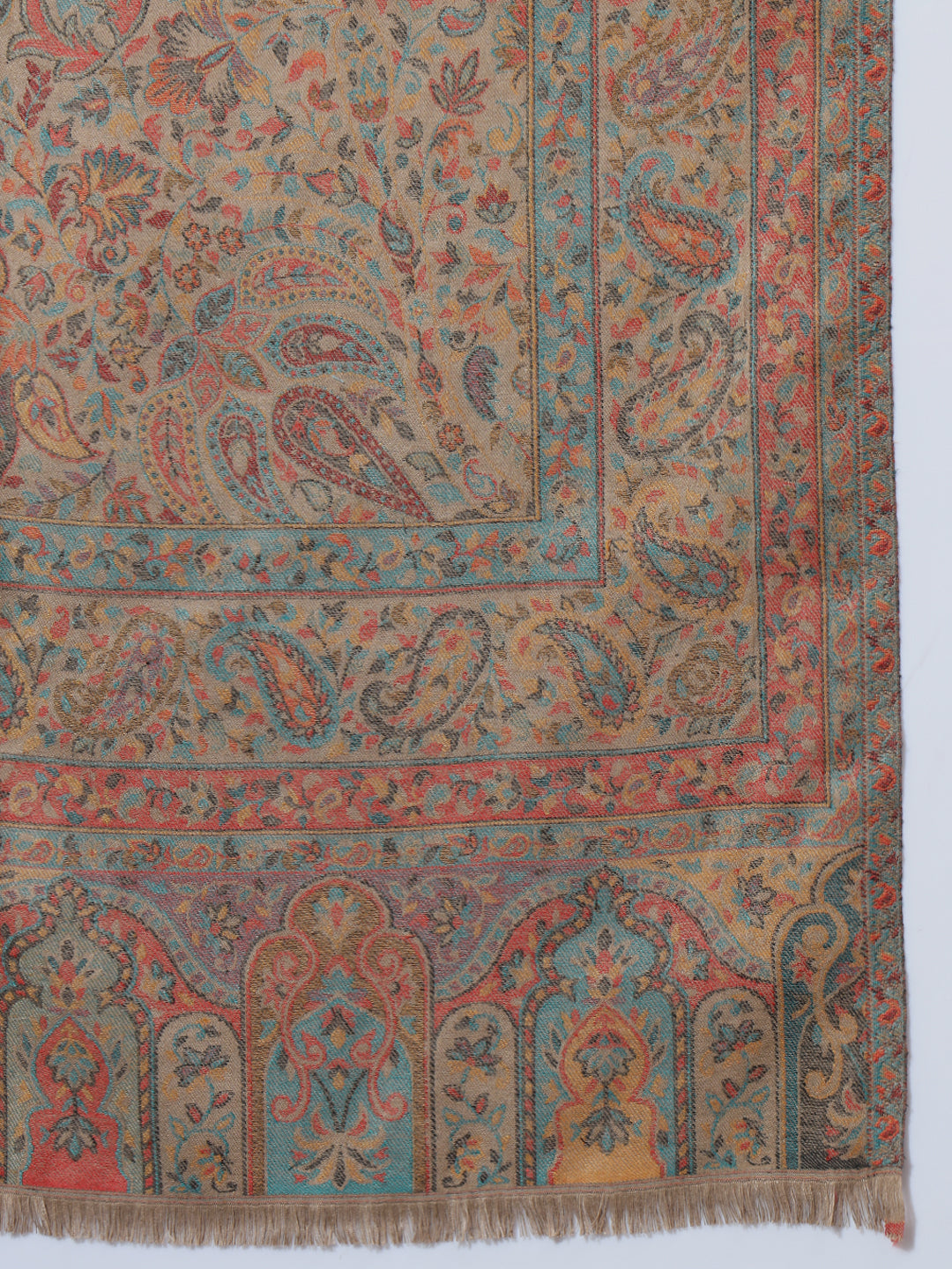 Kani Weave Woven Shawl for Women in Paisley Floral Jaal Patterns | Brown