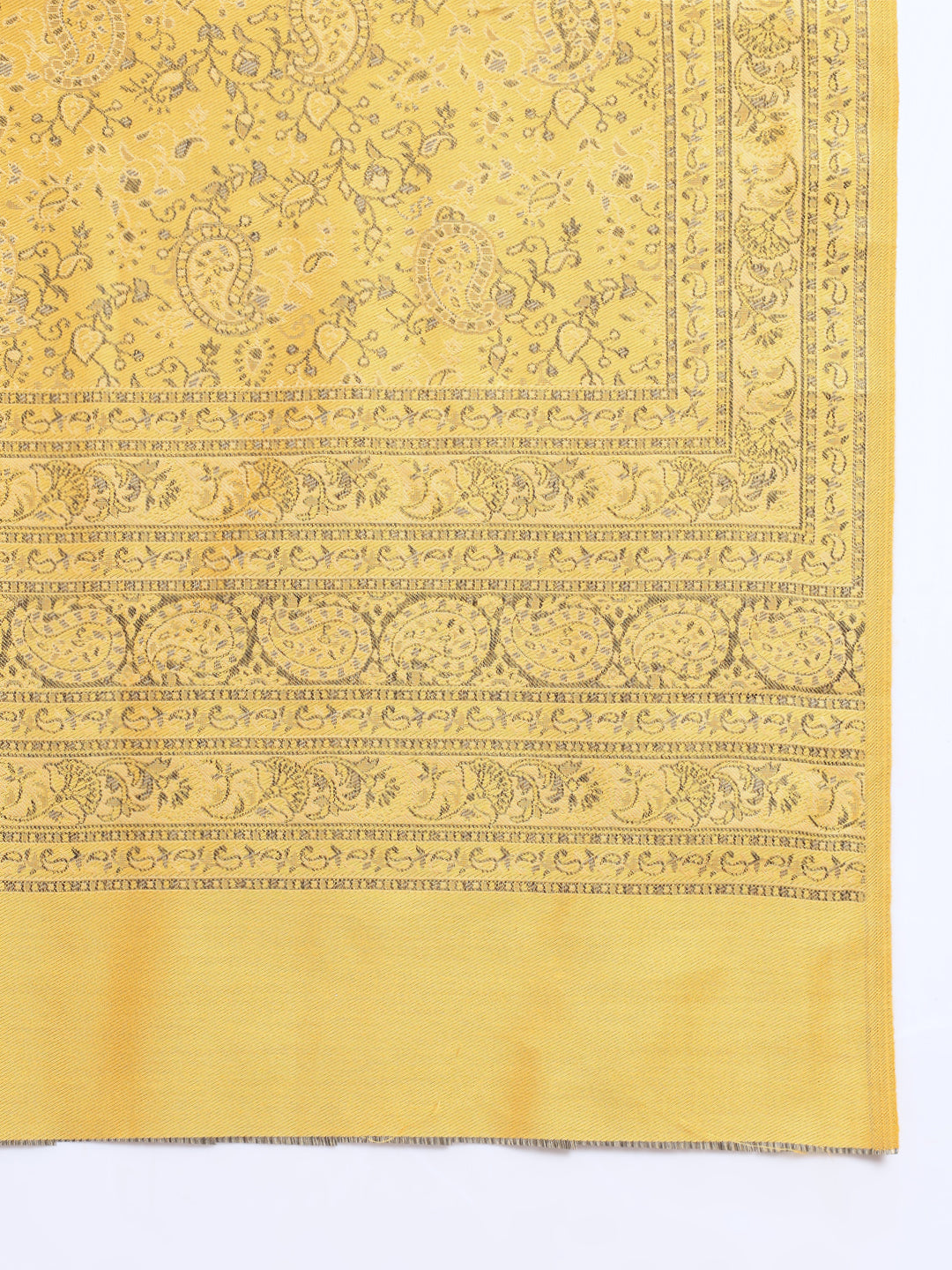 Unstitched Kani Woven Design Suit Dress Material | Mustard