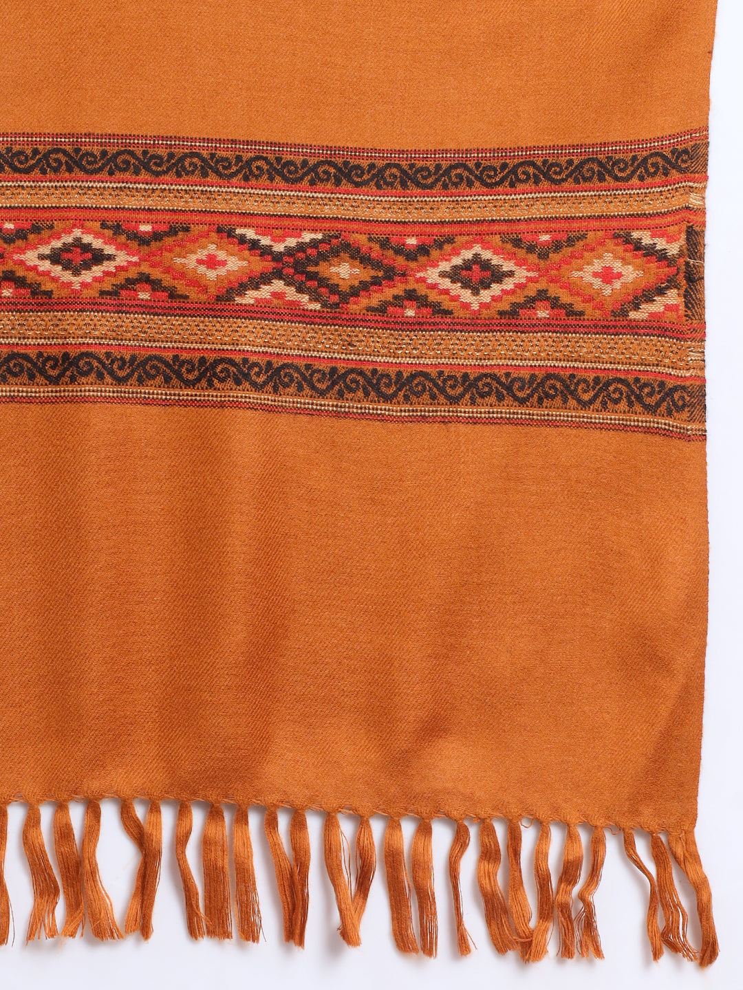 Kullu Himalayan Plain Border Shawl for Women | Mustard