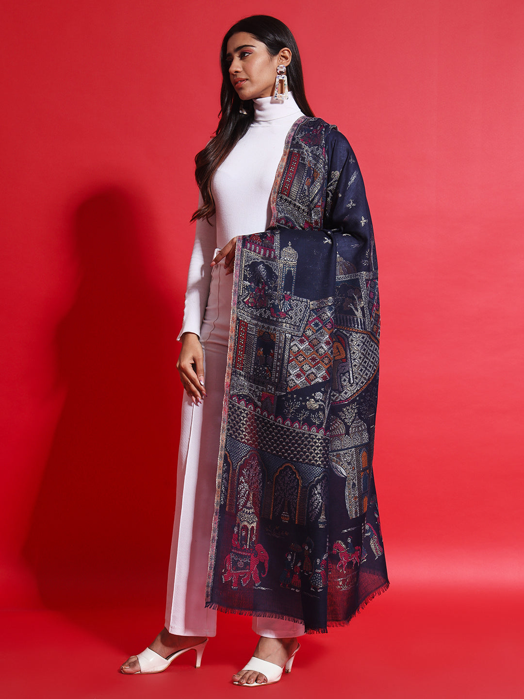 Kani Pure Wool Shawl for Women with Paisley Zari Pattern | Blue
