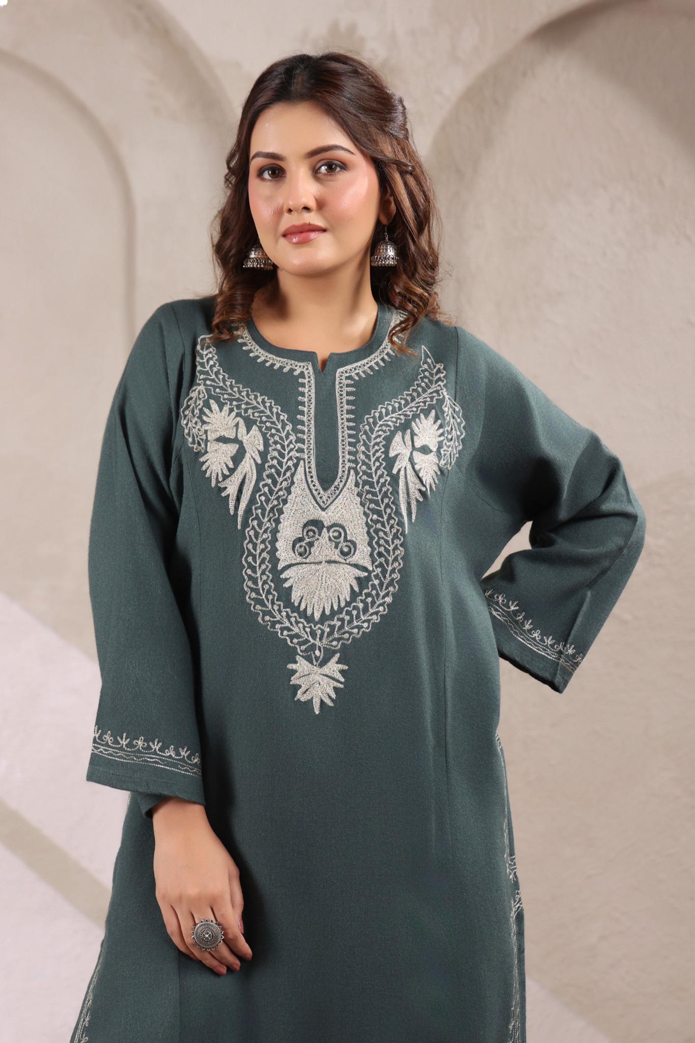Kashmiri Pheran with Zari Embroidery | Grey