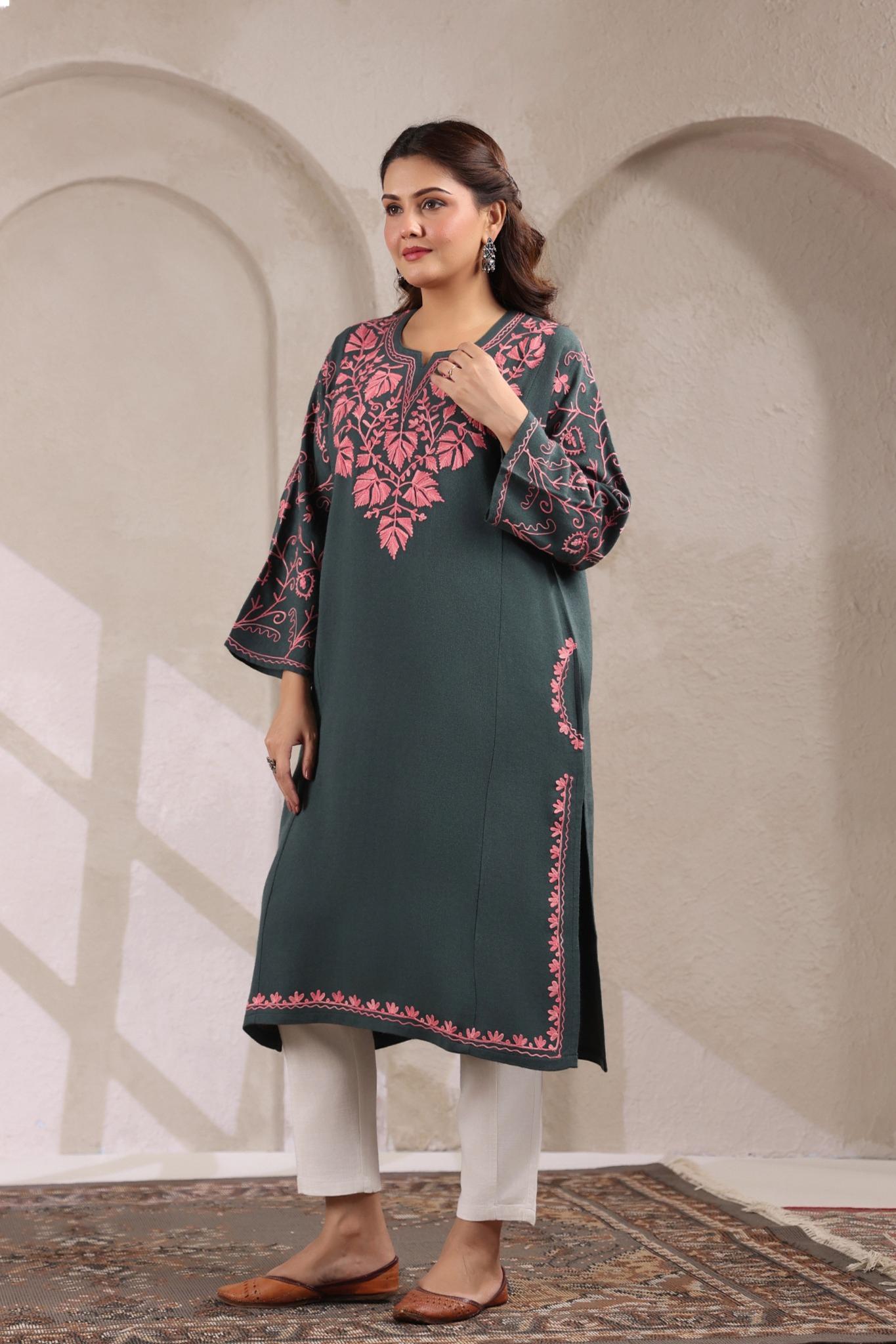Chinar Embroidery Kashmiri Pheran | Grey