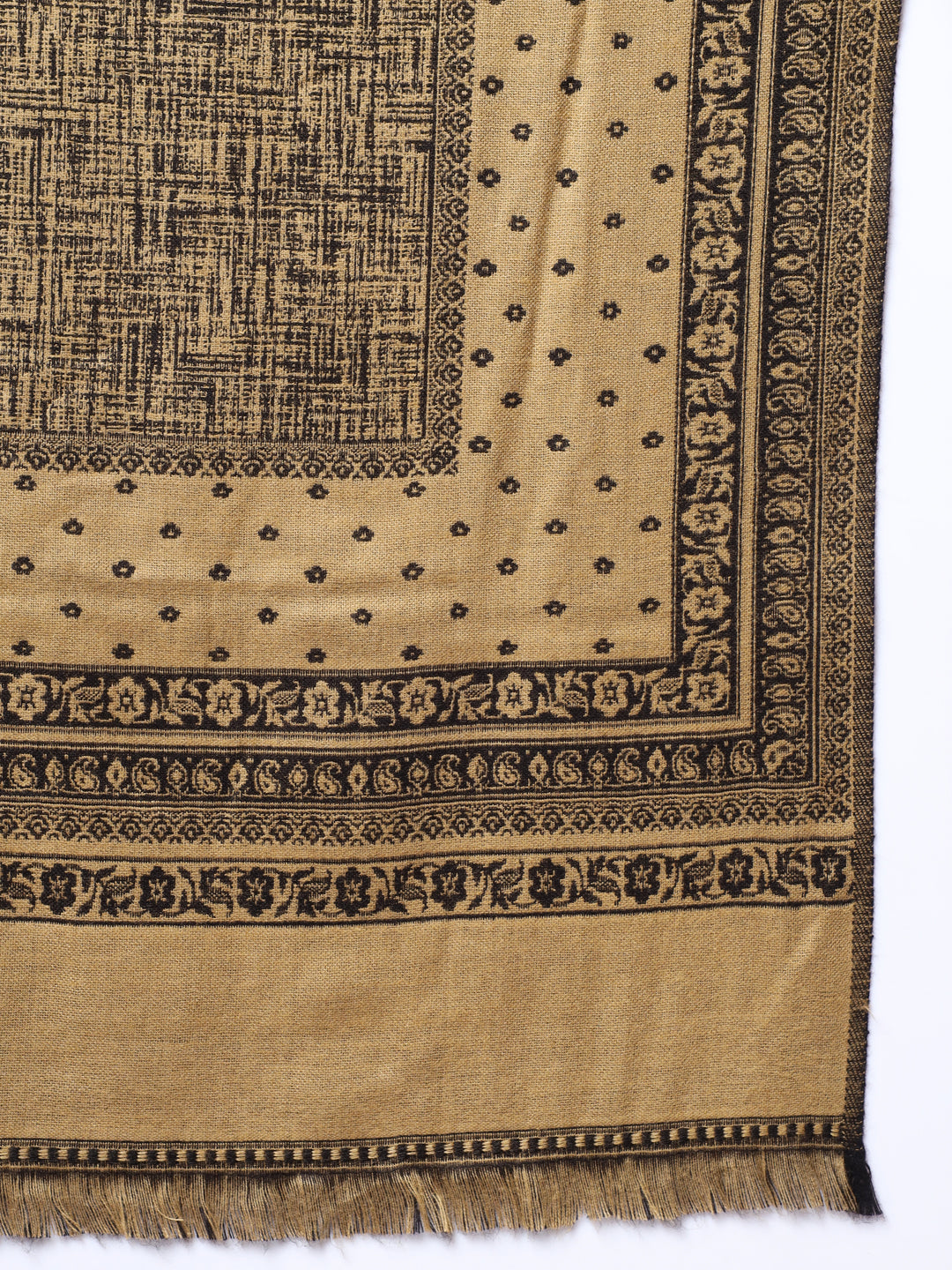 Woven Design Reversible Woollen Shawl for Women | Black