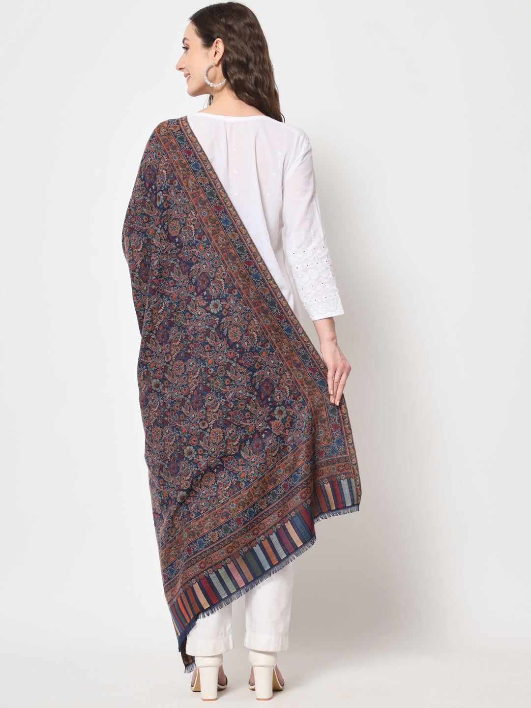 Kani Woven Shawl for Women in Paisley Design Weaving | Blue